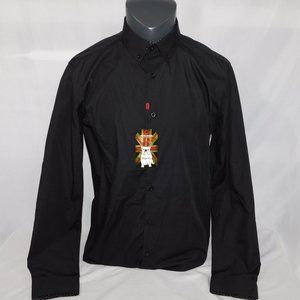 Majesty Mens L 16-16.5 Black Button Down Shirt